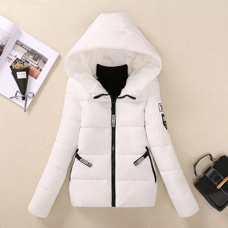 Women’s Quilted Padded Coat – Relaxed Fit – Hooded – Water-Resistant – Zip Pockets