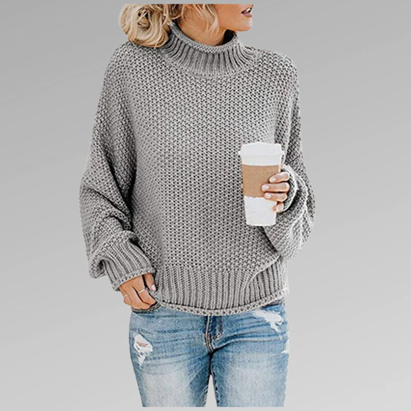 Women’s Sweatshirt – Oversized Fit – Wool Blend Knit – Drop Shoulder – Ribbed Trim