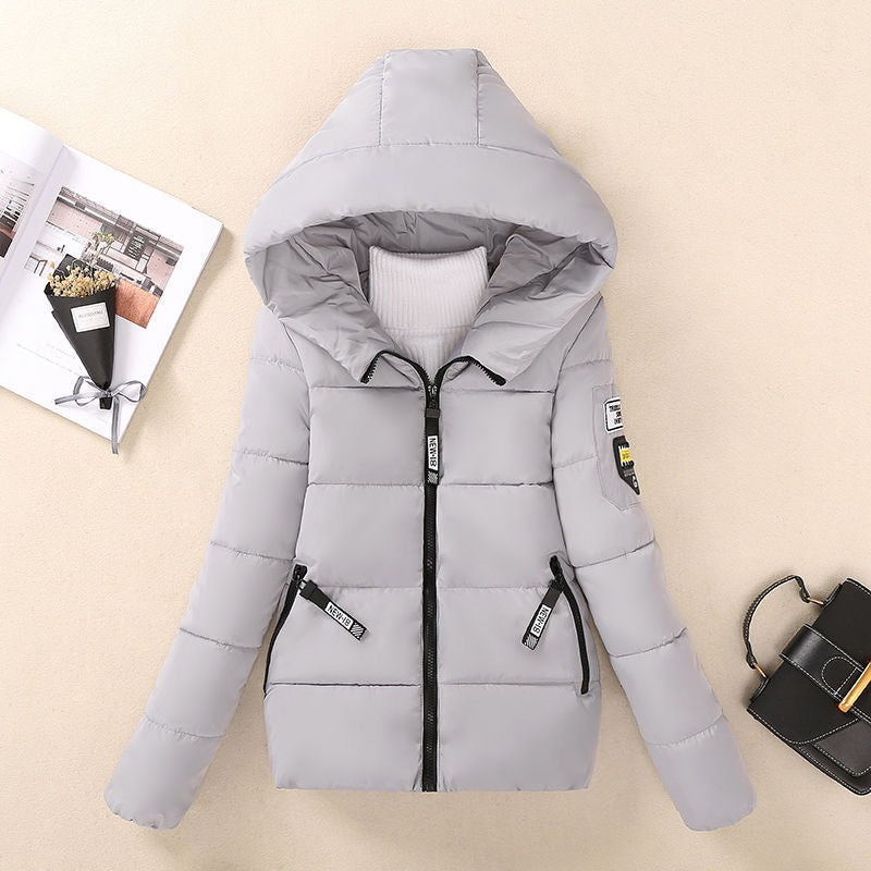 Women’s Quilted Padded Coat – Relaxed Fit – Hooded – Water-Resistant – Zip Pockets