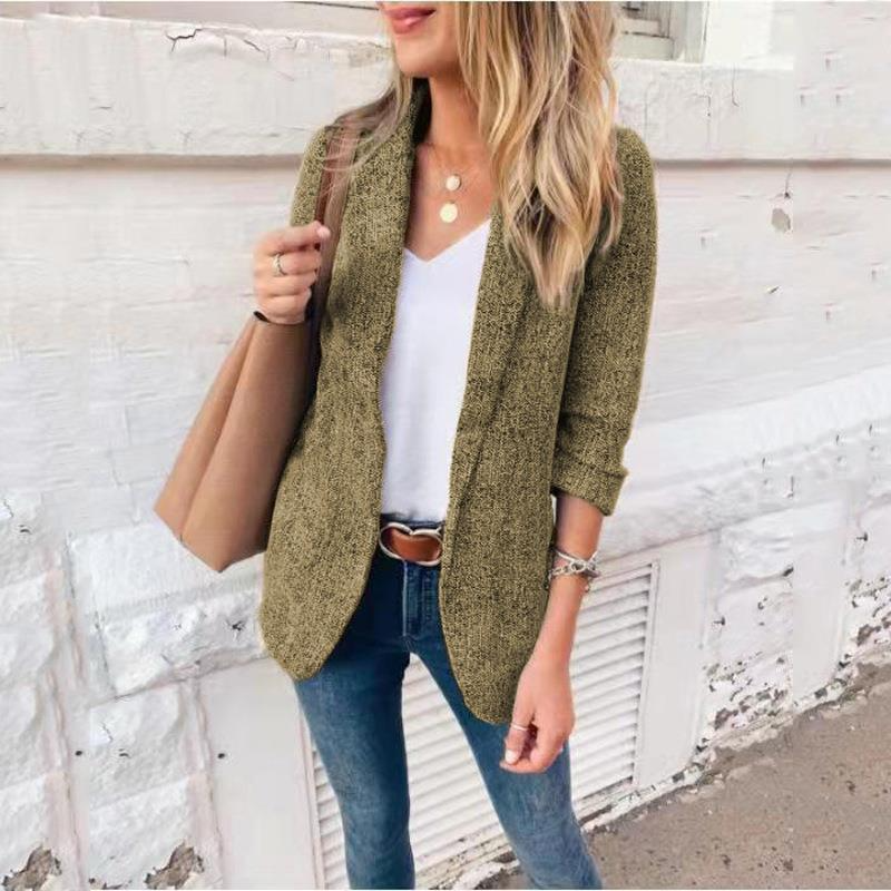 Women’s Blazer – Slim Fit Tailored – Notched Lapel – Open Front – Full Sleeve