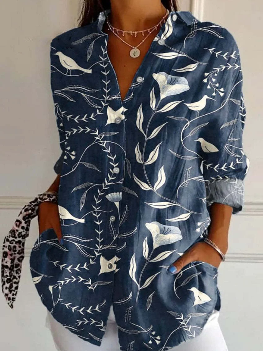 Women’s Long Sleeve Shirt – Relaxed Fit – Breathable Blend – Button Down Casual Wear