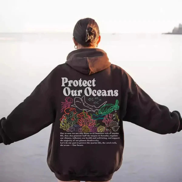 Women’s Hooded Sweatshirt – Oversized Fit – Cotton Blend – Graphic Back Print – Long Sleeve Casual Wear