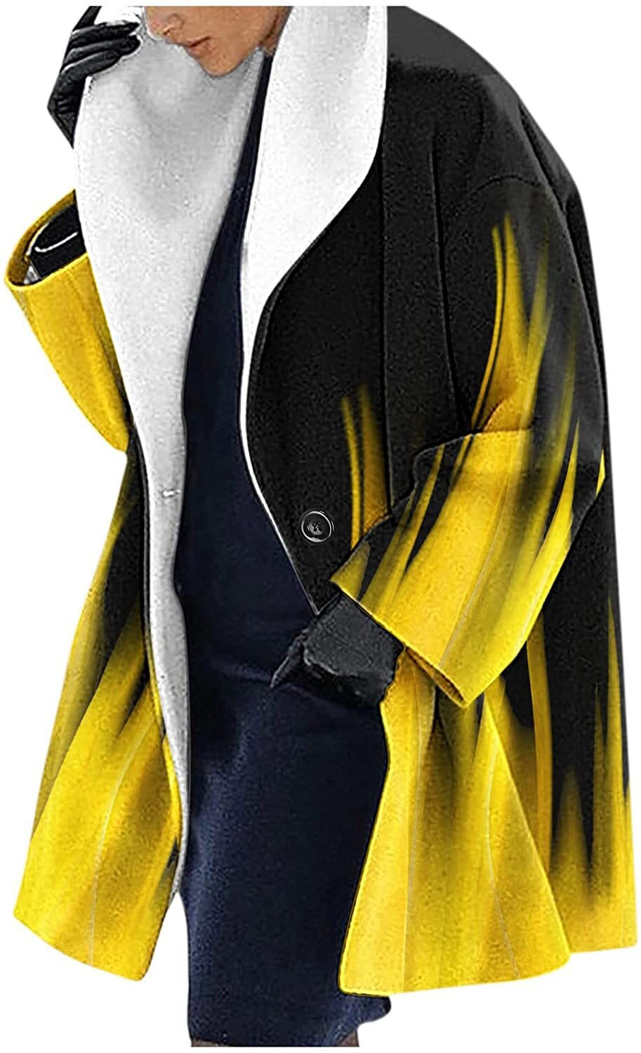 Women’s Hooded Jacket – Wool – Loose Fit – Mid-Length – Ethnic Print Casual Style