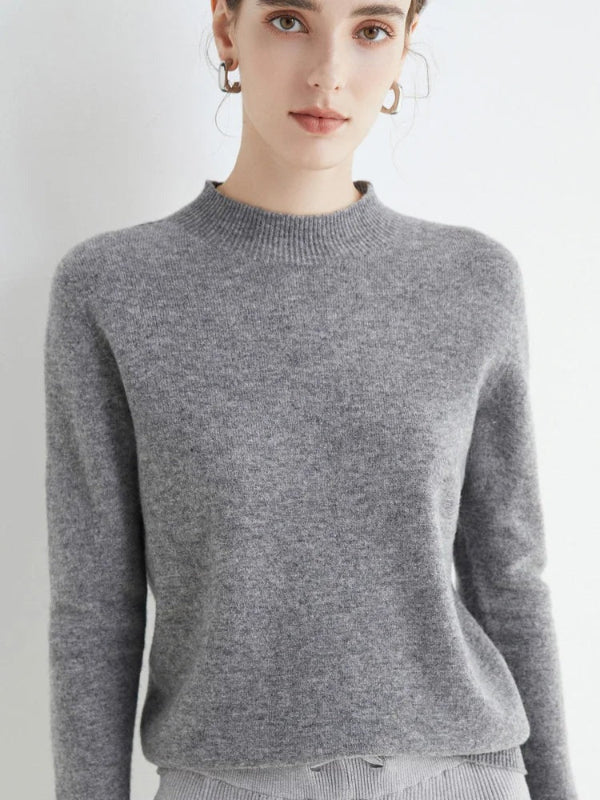 Women’s Pullover Sweater – Wool Blend – Regular Fit – Long Sleeve – Ribbed Crew Neck