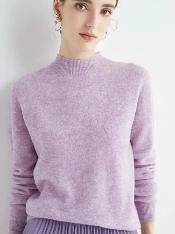 Women’s Pullover Sweater – Wool Blend – Regular Fit – Long Sleeve – Ribbed Crew Neck