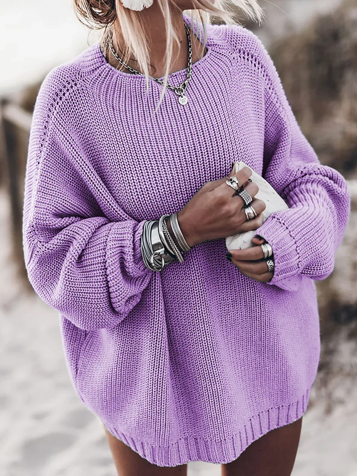 Women’s Pullover Sweater – Oversized Fit – Chunky Knit – Raglan Sleeves – Ribbed Hem