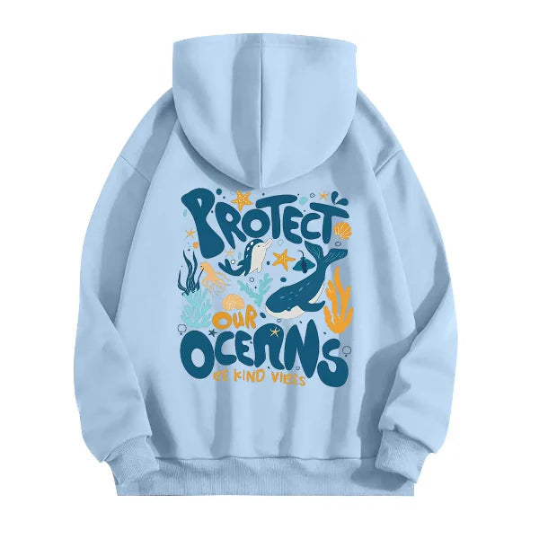 Women’s Hooded Sweatshirt – Oversized Fit – Cotton Blend – Graphic Back Print – Long Sleeve Casual Wear