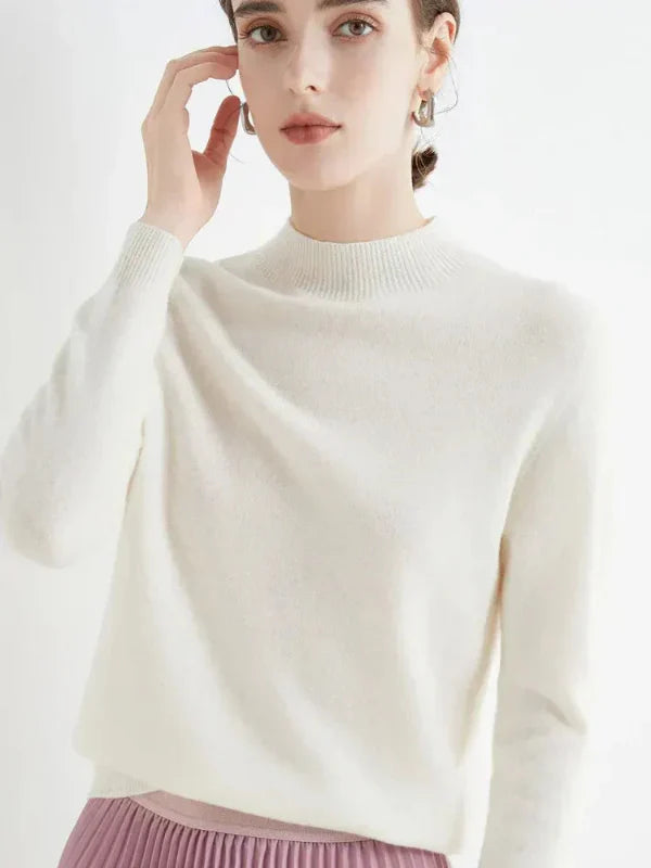 Women’s Pullover Sweater – Wool Blend – Regular Fit – Long Sleeve – Ribbed Crew Neck