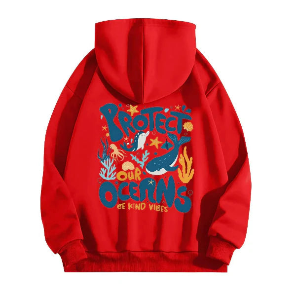 Women’s Hooded Sweatshirt – Oversized Fit – Cotton Blend – Graphic Back Print – Long Sleeve Casual Wear