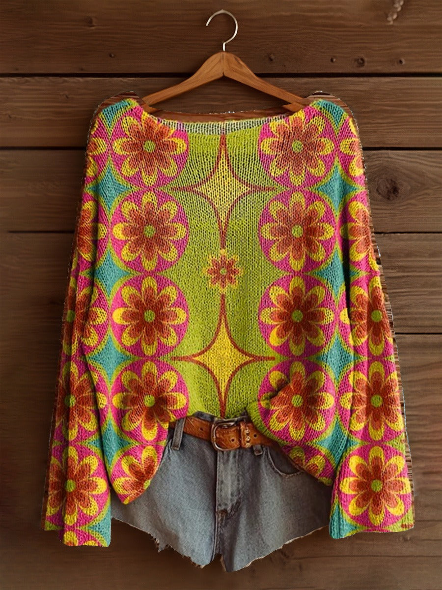 Knit Oversized Bell Sleeve Sweatshirt