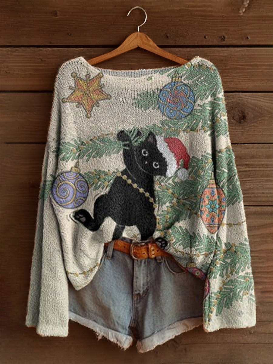 Women’s Sweatshirt - Knit - Oversized Relaxed Fit - Wide Round Neck - Long Bell Sleeves