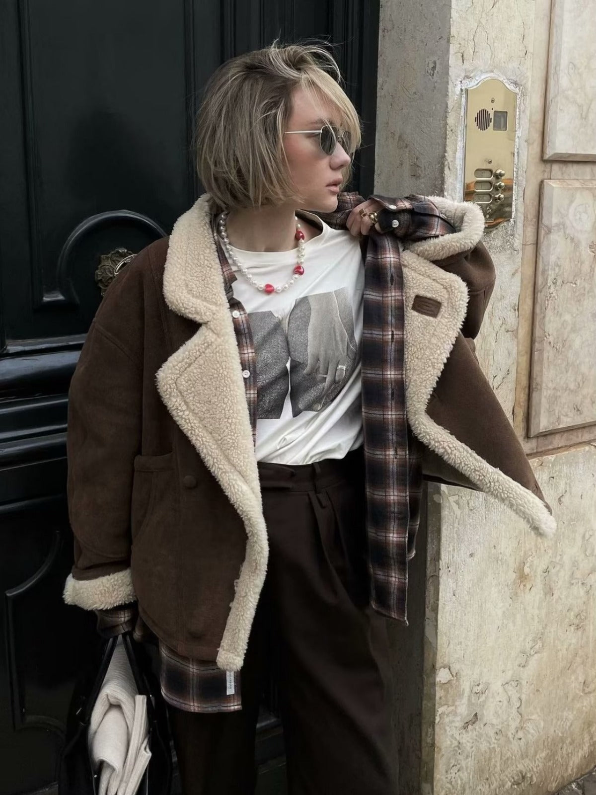 Women’s Oversized Coat – Plush Fleece Lined – Wide Notched Lapel – Mid Hip Length