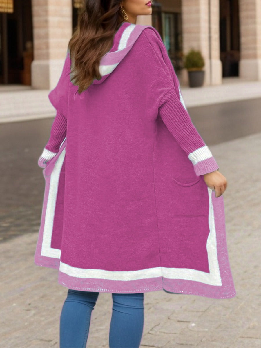 Women’s Long Cardigan Sweater Jacket – Oversized Fit – Hooded – Cozy Knit – Open Front