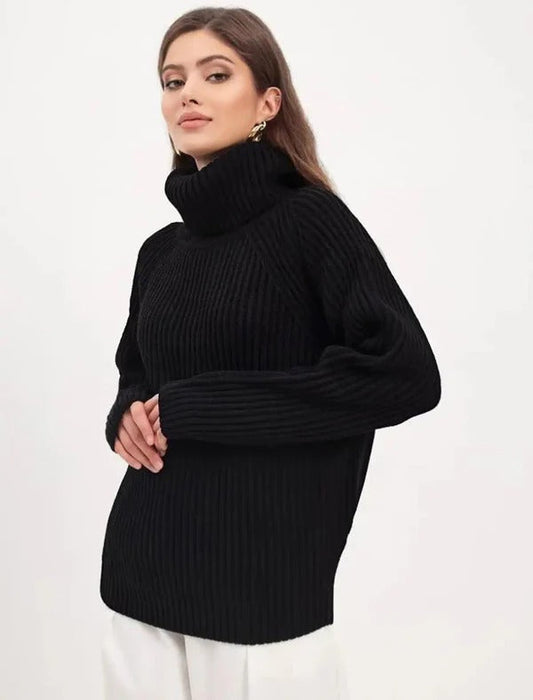 Ribbed Wool Texture Relaxed Fit Knitted Pullover