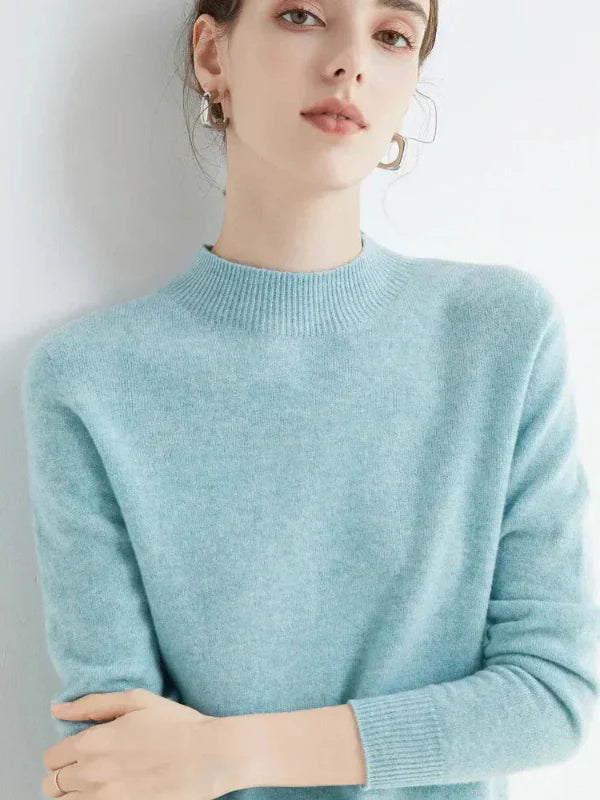Women’s Pullover Sweater – Wool Blend – Regular Fit – Long Sleeve – Ribbed Crew Neck