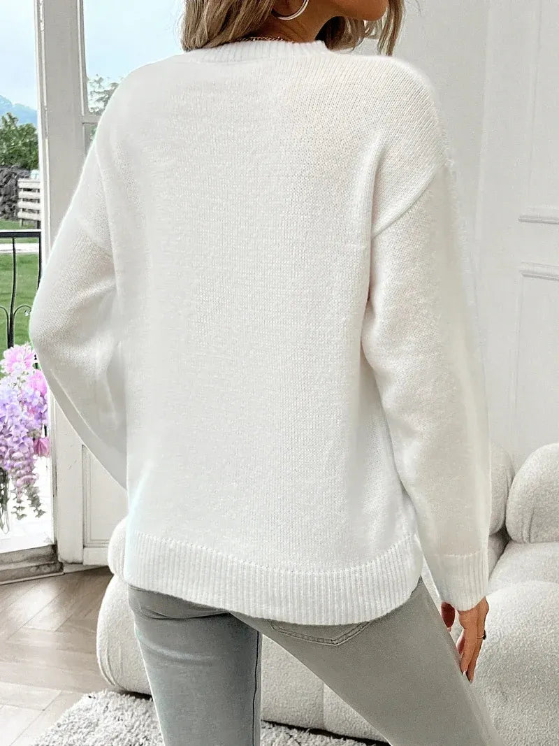 Women’s Sweatshirt – Relaxed Fit – Cotton Blend – Crew Neck – American Flag Graphic