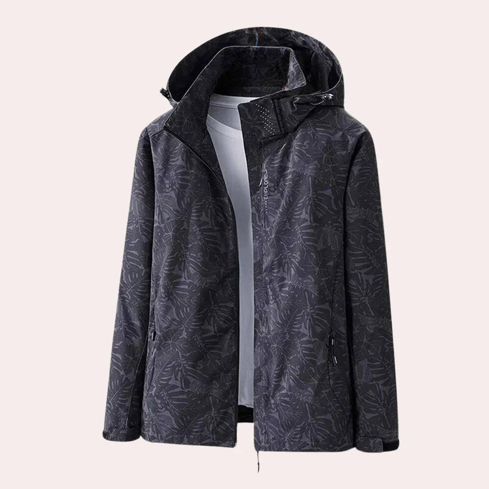 Women’s Jacket – Lightweight Straight Fit – Detachable Hood – Zipper Pockets – Printed