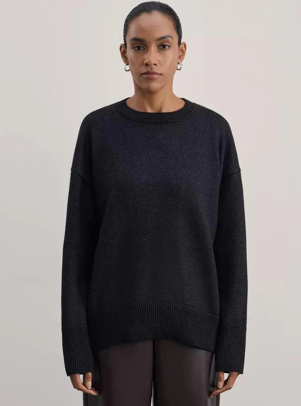 Women’s Pullover Sweater – Relaxed Fit – Soft Knit – High Neck – Long Sleeve Ribbed Trim