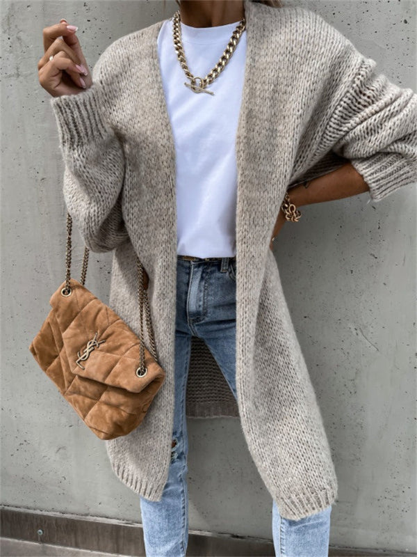 Women’s Knit Cardigan – Oversized Fit – Open Front – Long Sleeve Wool Blend Layer