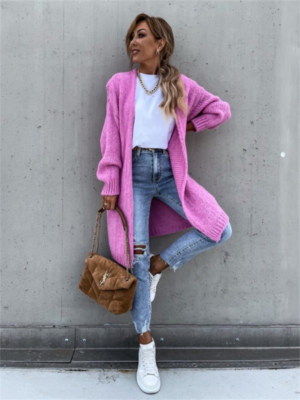 Women’s Knit Cardigan – Oversized Fit – Open Front – Long Sleeve Wool Blend Layer