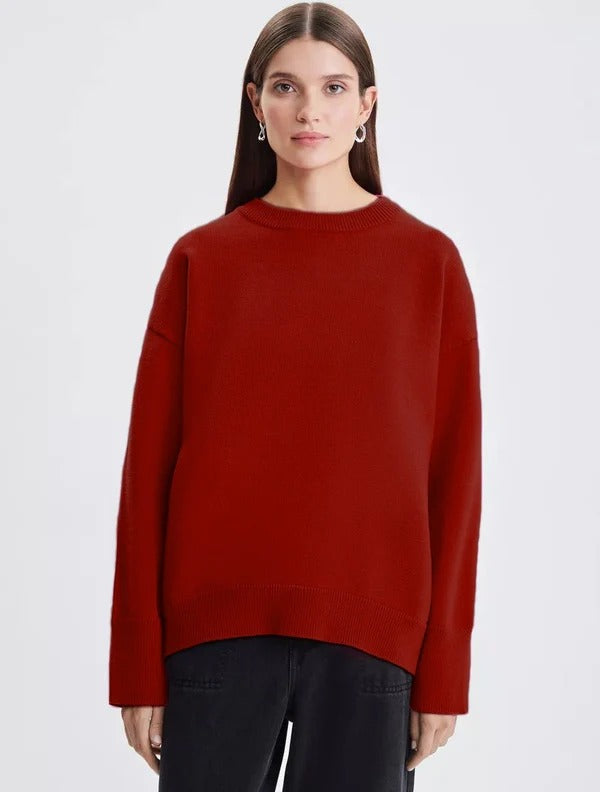 Women’s Pullover Sweater – Relaxed Fit – Soft Knit – High Neck – Long Sleeve Ribbed Trim