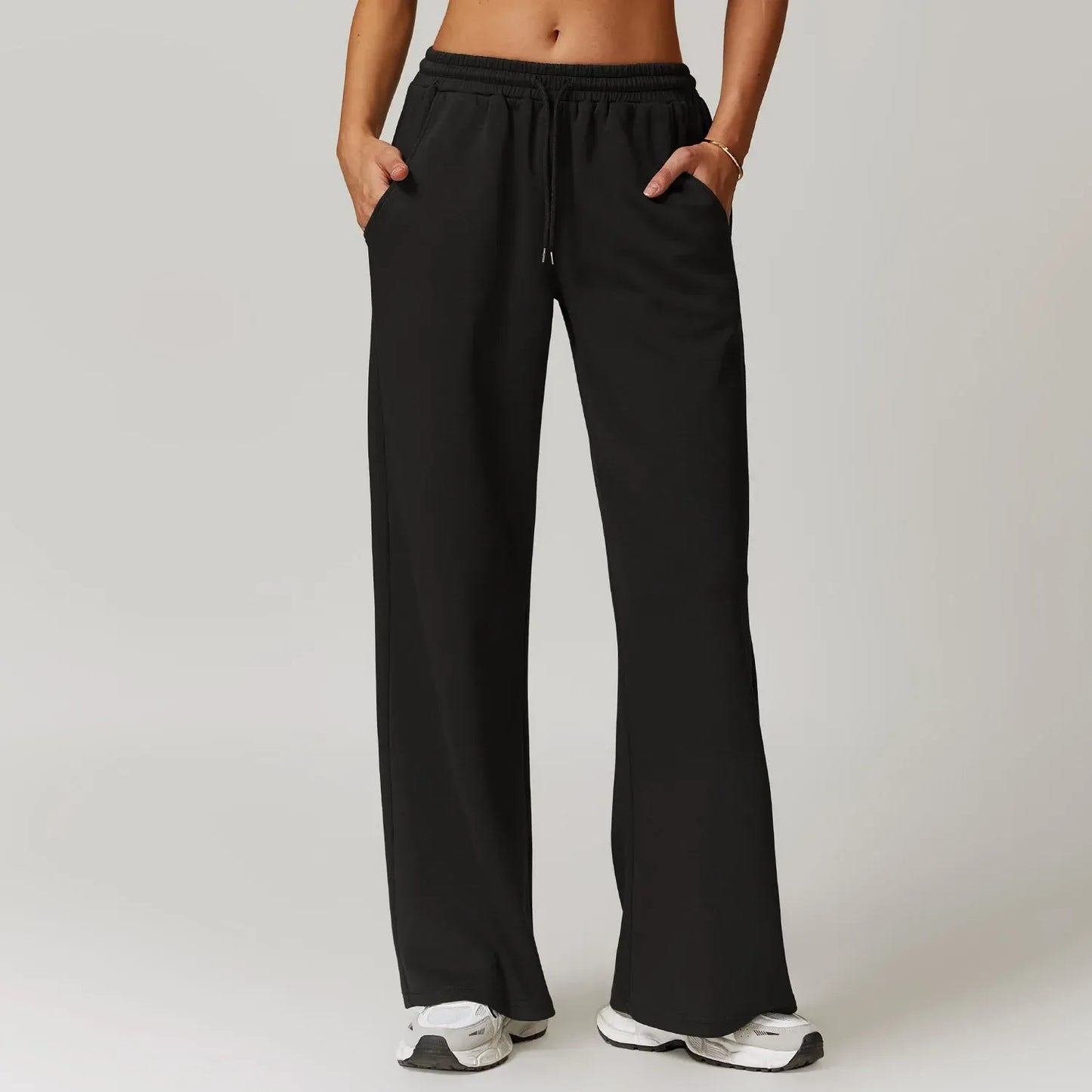 Women’s Lounge Pants – High Rise – Wide Leg – Cotton Blend – Drawstring Waist – Pockets