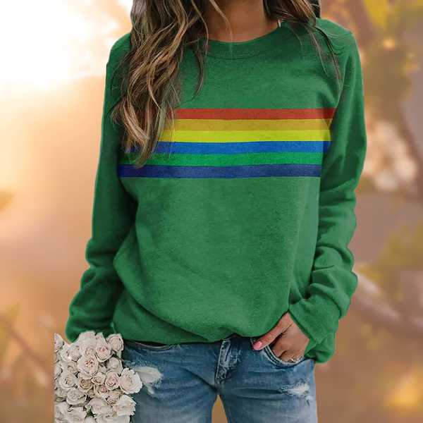 Women’s Pullover Sweater – Relaxed Fit – Soft Knit – Crew Neck – Striped Casual Style