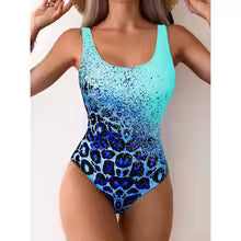 Women’s One-Piece Swimsuit – Bold Print – Scoop Neck – Low Back – Stretch Fit
