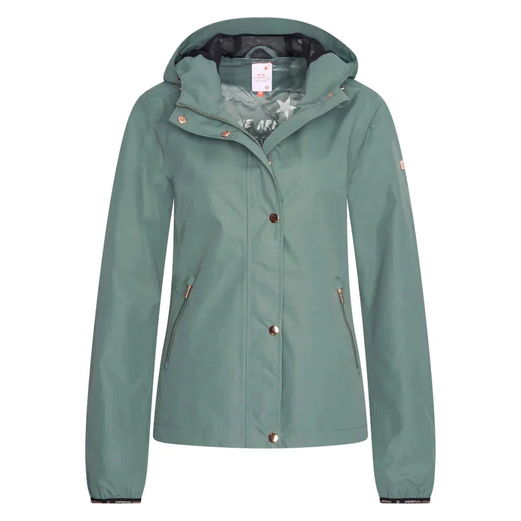 Rain hooded jacket for women with front pocket