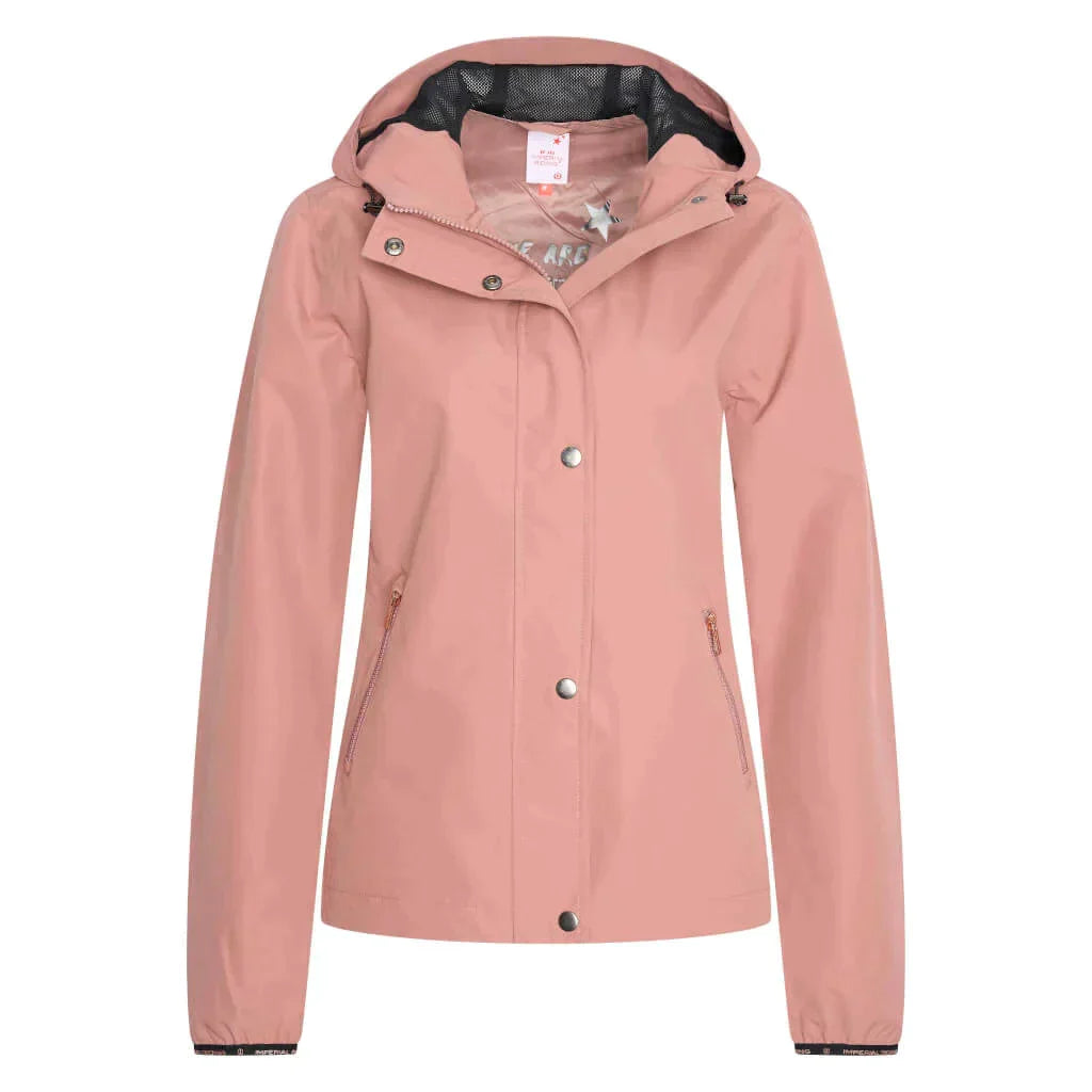 Rain hooded jacket for women with front pocket