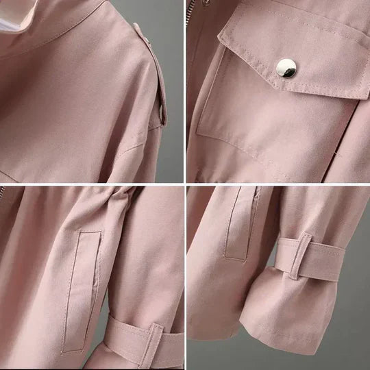 Elegant trench coat for women with adjustable waist