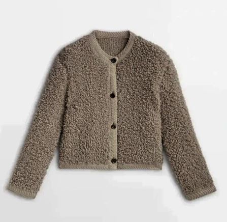 Long-Sleeved Elegant Wool Blend Coat