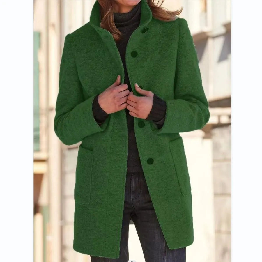 Women's elegant stand collar coat