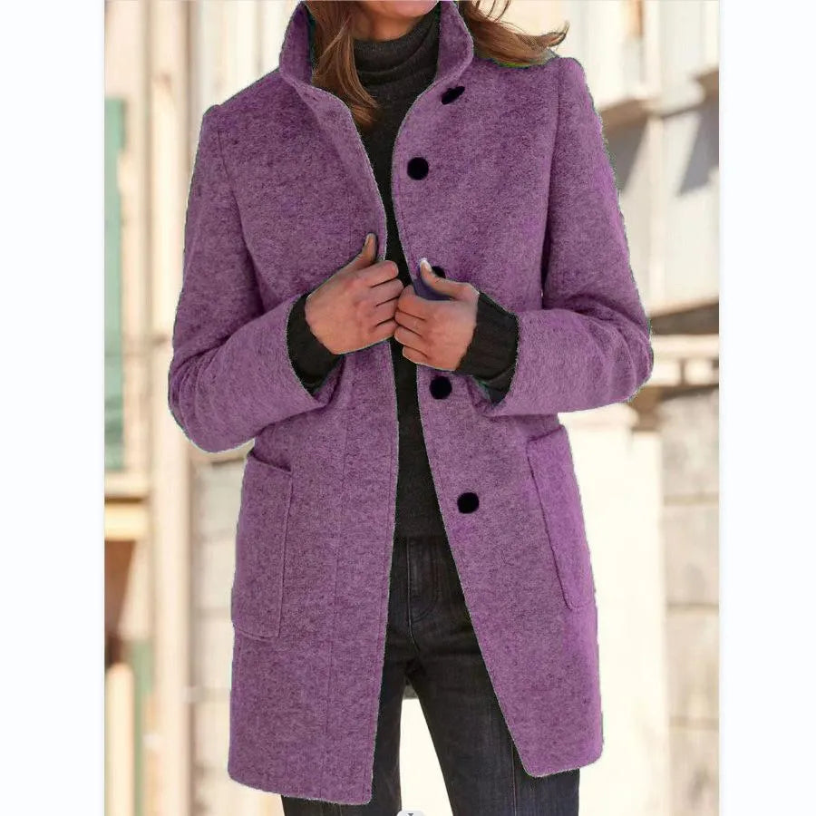 Women's elegant stand collar coat