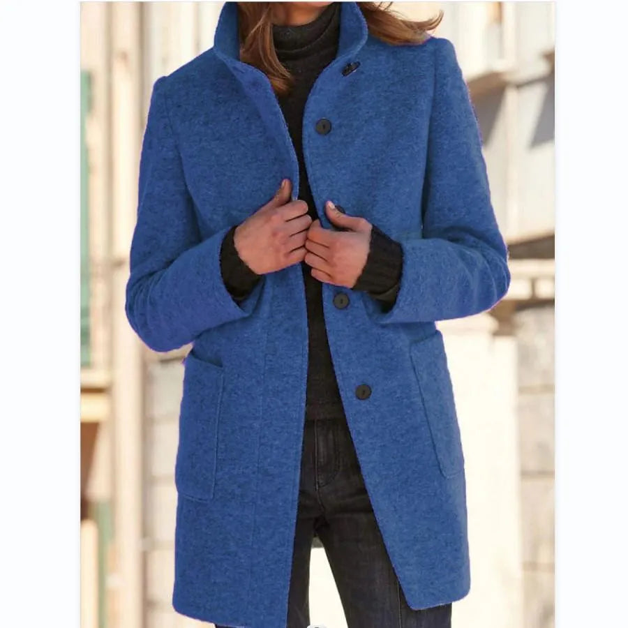 Women's elegant stand collar coat