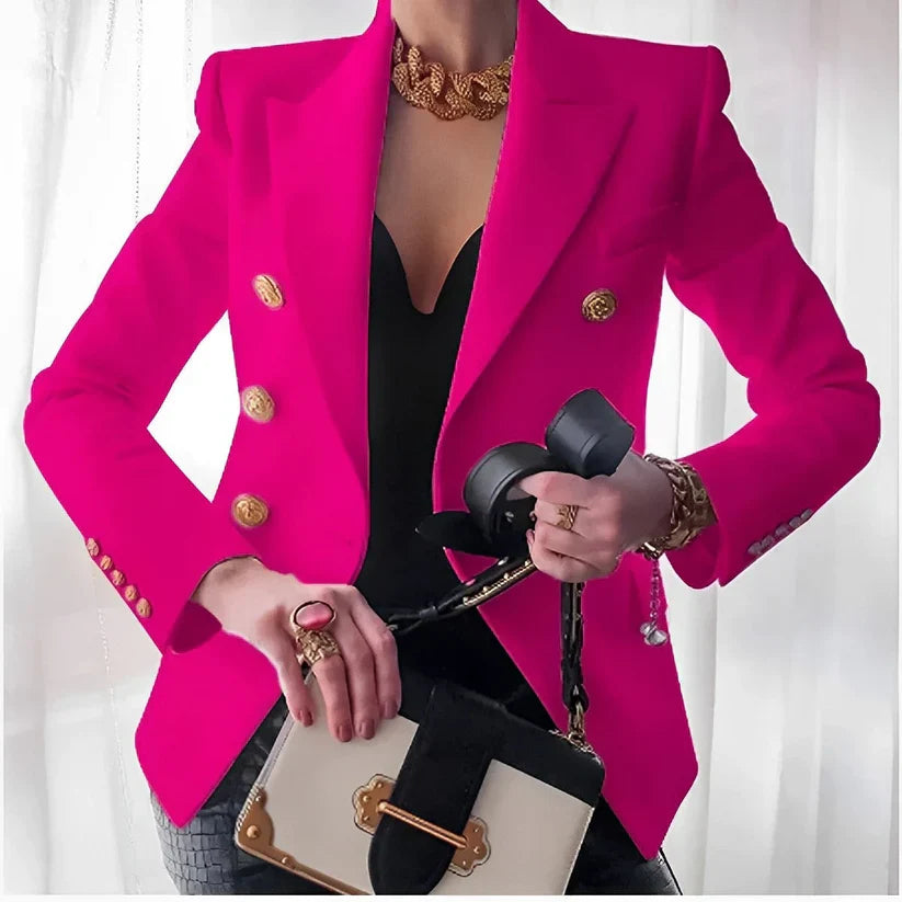Women's tailored blazer with gold buttons