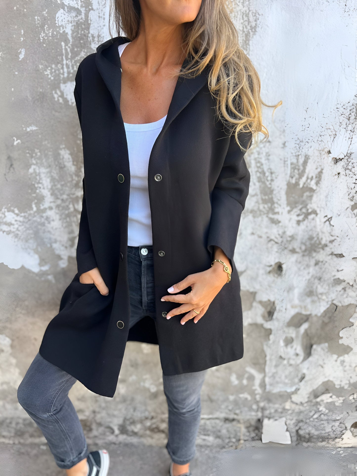 Women's hooded single-breasted casual autumn winter jacket