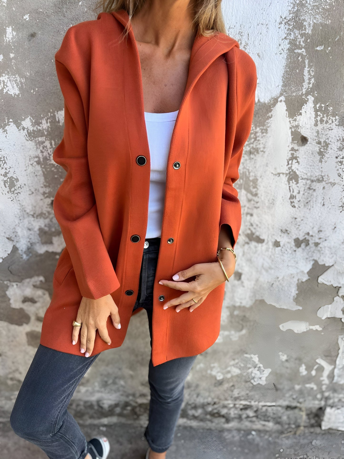 Women's hooded single-breasted casual autumn winter jacket