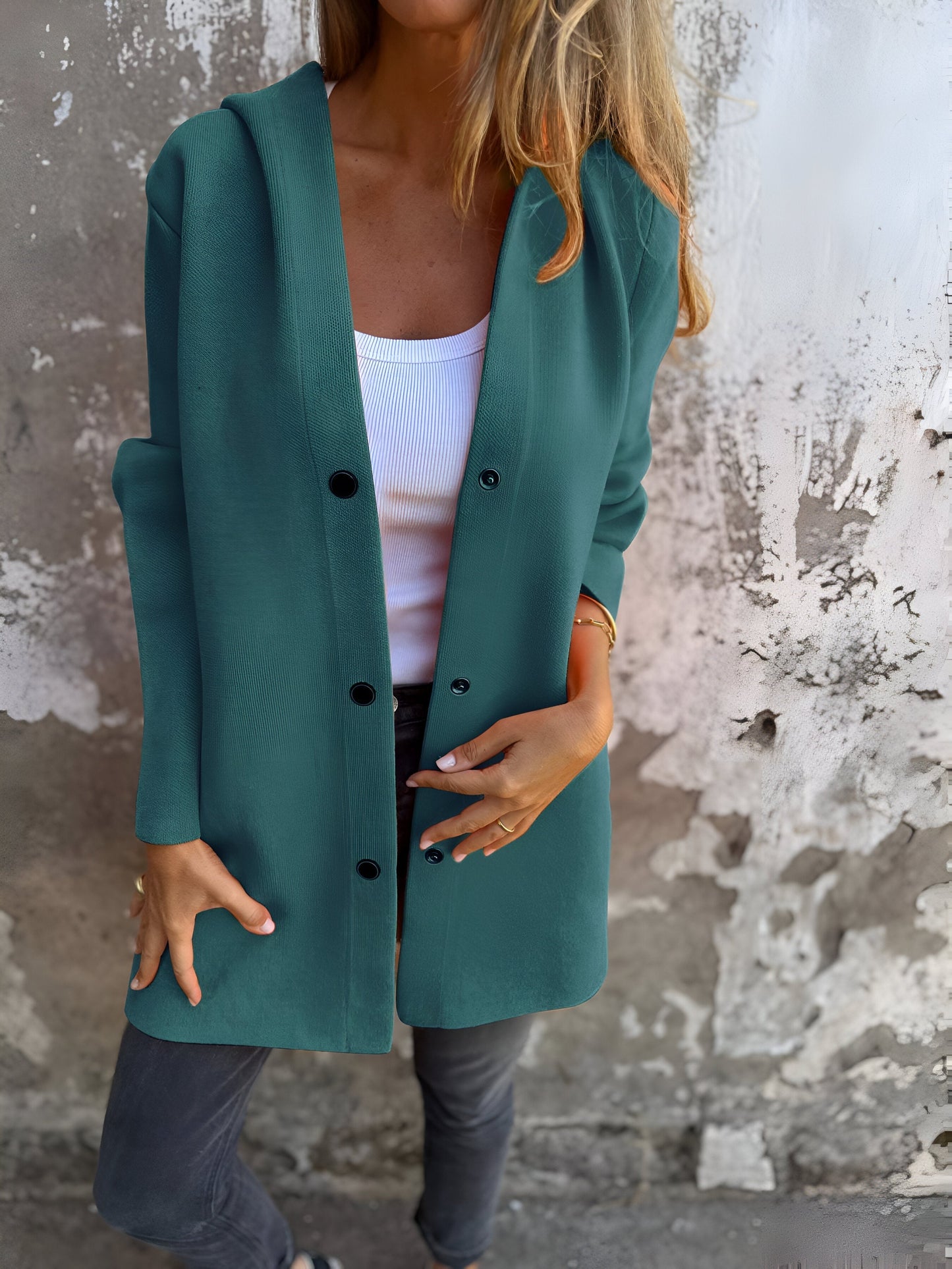 Women's hooded single-breasted casual autumn winter jacket