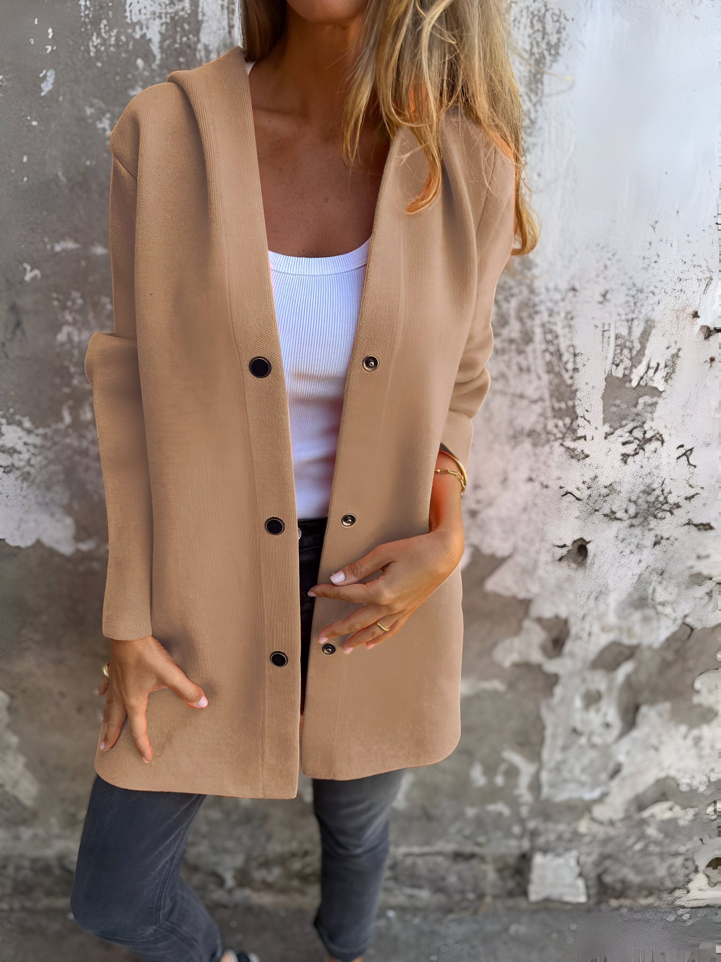 Women's hooded single-breasted casual autumn winter jacket