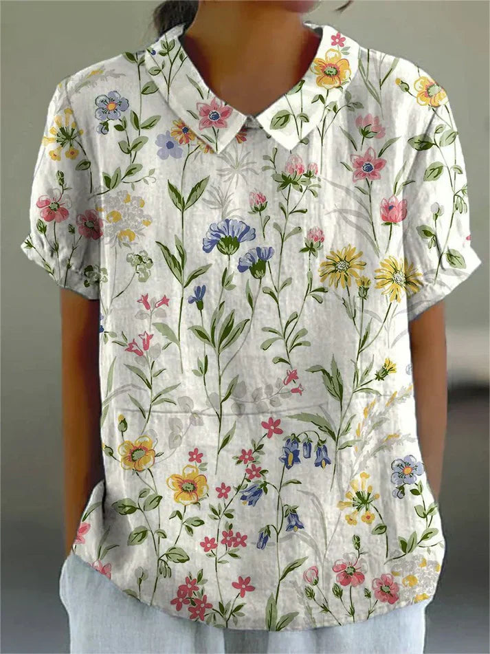 Women's vintage-inspired floral pattern shirt