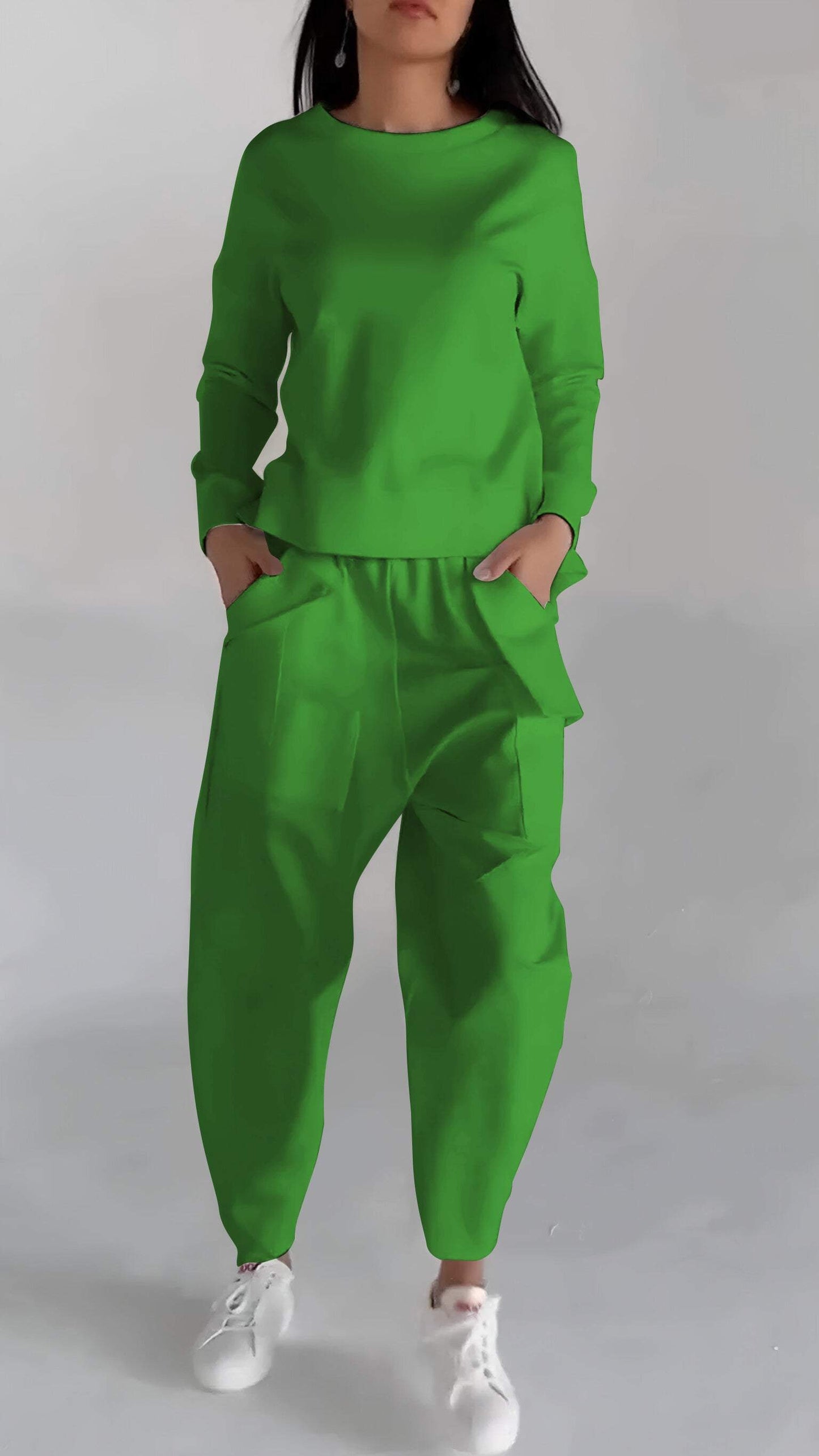 Women's lace-up long-sleeve top with multi-pocket pants set