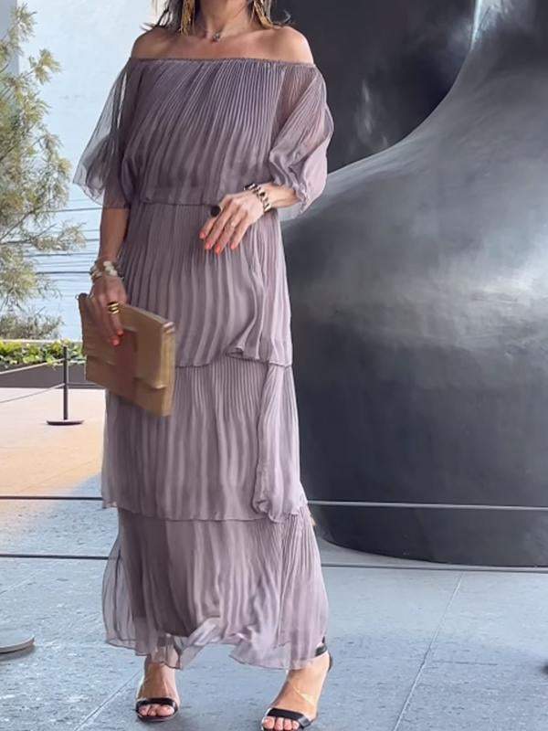 Elegant Chiffon Tiered Long Dress