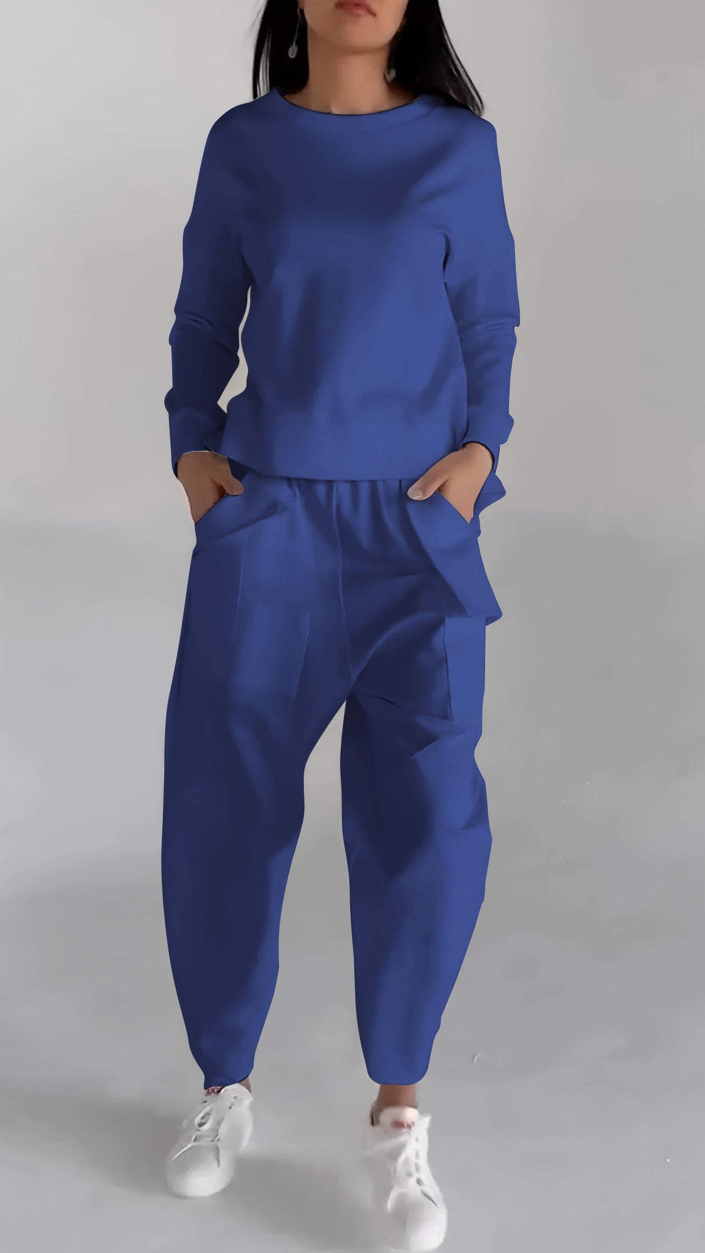 Women's lace-up long-sleeve top with multi-pocket pants set