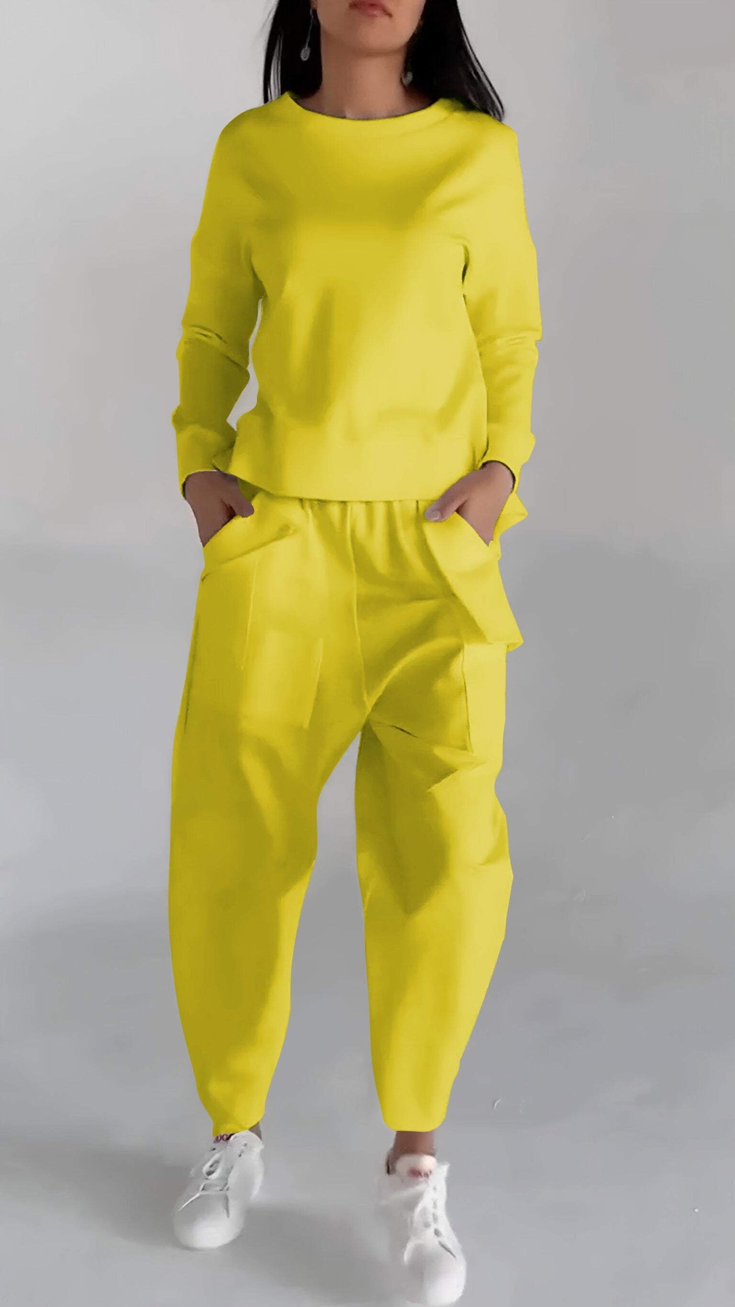 Women's lace-up long-sleeve top with multi-pocket pants set