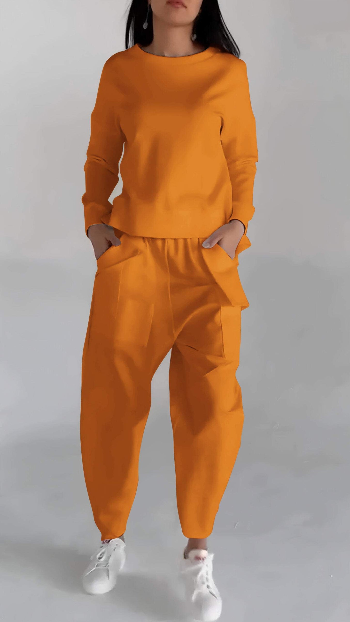 Women's lace-up long-sleeve top with multi-pocket pants set
