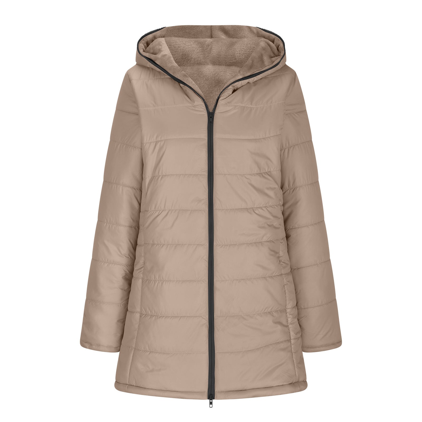 Padded Warm Plush Lined Hooded Jacket