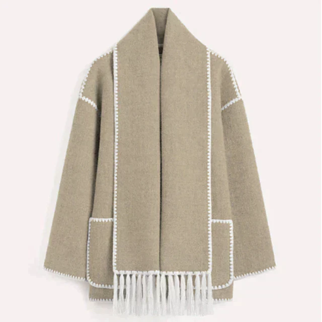 Oversize Statement Jacket with Scarf Detail