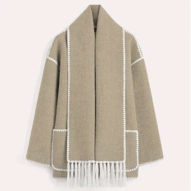 Ilana - thickened loose strap scarf tassel jacket