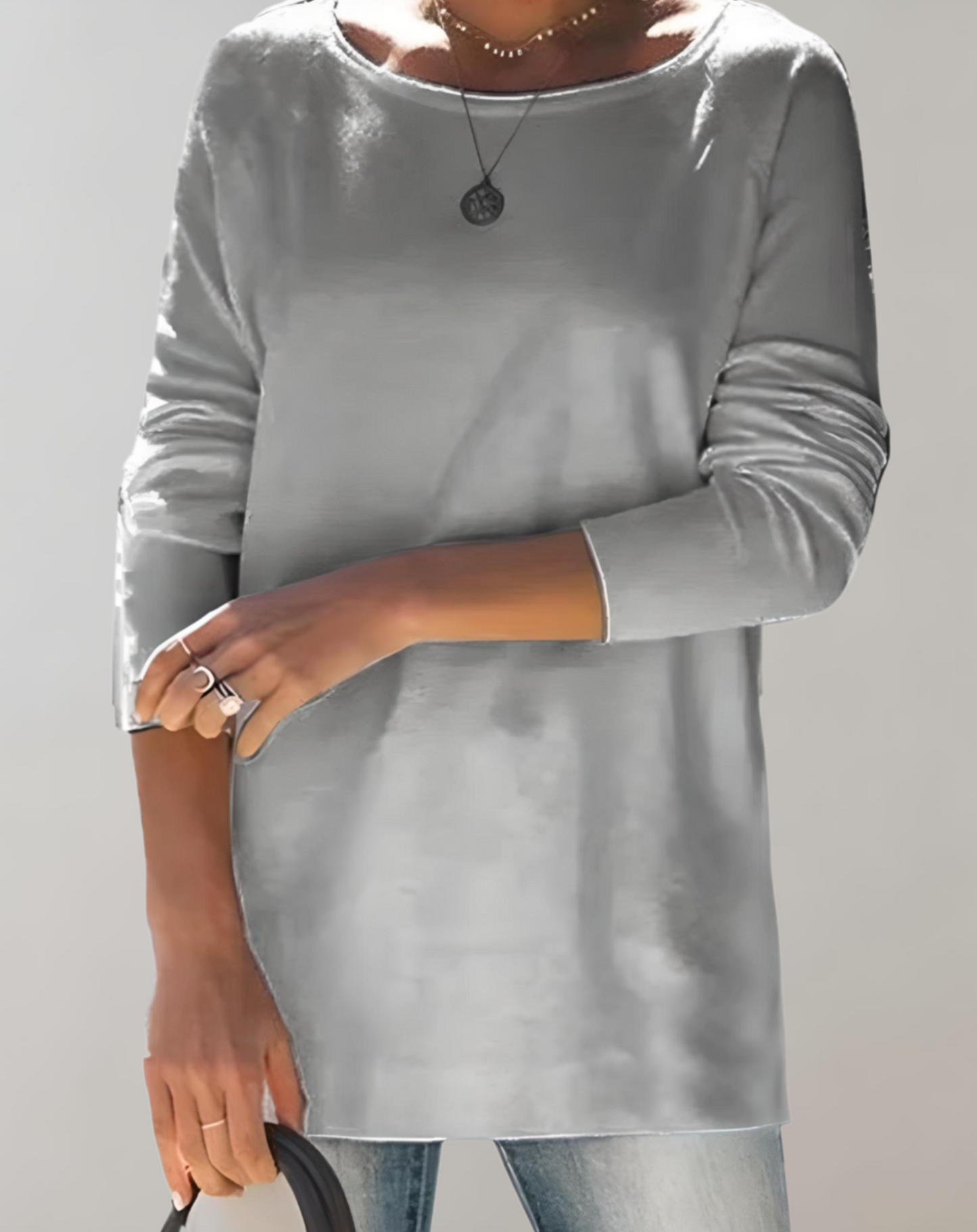 Women’s stylish long round neck sweater